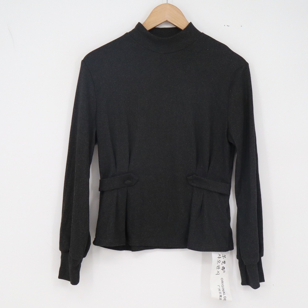 Original Design Top Womens XL Black Mock Neck Pleated Waist New